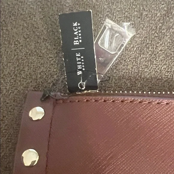 White House Black Market Brown Studded Leather Zip Pouch - Picture 2 of 3